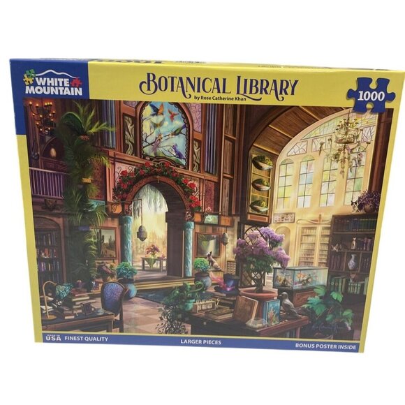 White Mountain 1000-Piece Jigsaw Puzzle Botanical Library Artist Catherine Klein - Picture 1 of 3